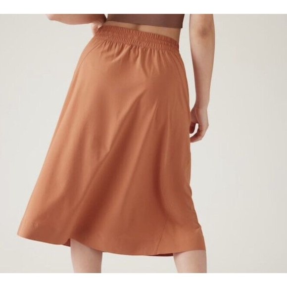 Athleta 10 12 Arrival MIDI Skirt Size 12 Sunbaked Clay Red - Picture 2 of 6